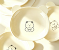Cute Cartoon Bear Bone Plate, Cream Color Unbreakable Food Residue Dish, Household Table Snack Plate Stackable